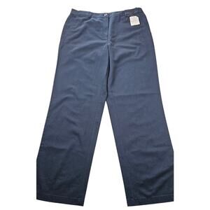 NWT Women’s LL Bean Twill Classic Fit Pants Wrinkle Free Cotton Navy Blue 14 REG